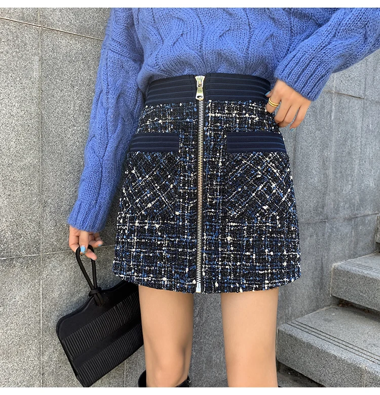 

2020 Winter fire skirt vintage dropshipping Harajuku style warm high waist a word skirt women wool skirts