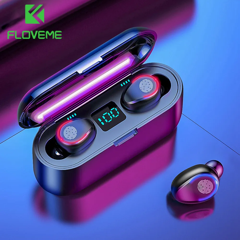 FLOVEME F9 Беспроводной Bluetooth наушники светодиодный Дисплей отпечатков пальцев