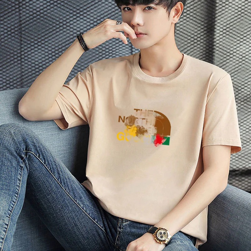 

2021 Summer New Men's Short Sleeve Cotton G Printed T-shirt Base Shirt Trend Half Sleeve Round Neck Shirt Letter Shirt