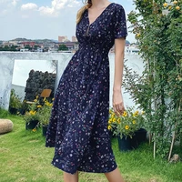 small floral dresses summer womens dress 2021 light woman clothes short sleeves maxi print clothing v neck for bodycon long