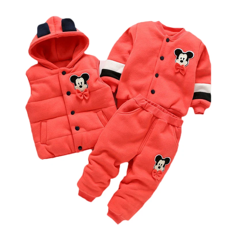 Комплект осенне зимней одежды для девочек с Минни теплая куртка капюшоном +