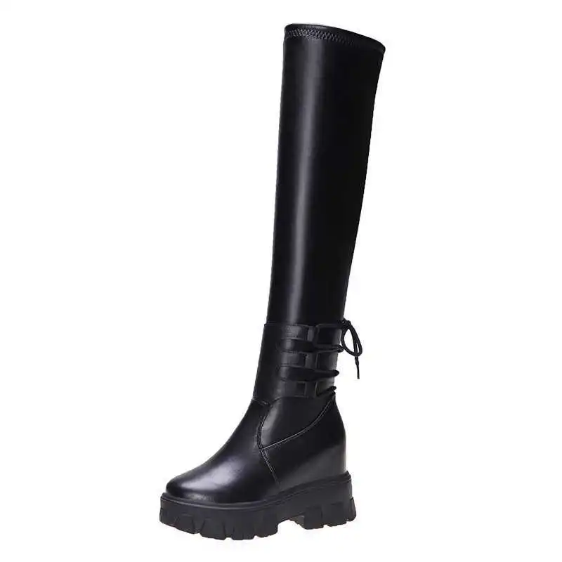 

Knee high boots women's 2020 new net red high tube boots thick sole inside high women's shoes winter Plush Knight boots
