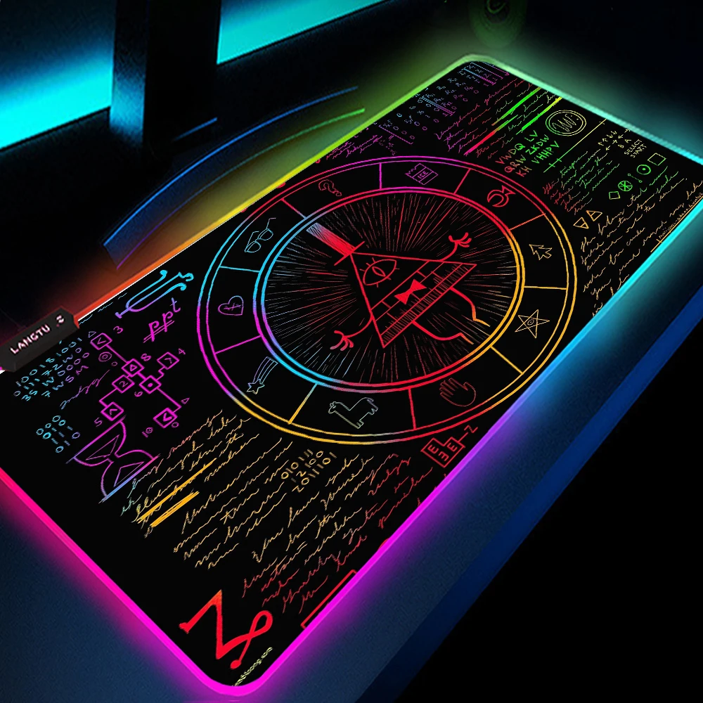 

Mouse Pad Rgb Gravity Fall Bill Cipher Play Mat Pc Computer Anime Accessories Mousepad Gamer Rug Desk Mat Laptops Backlit mat