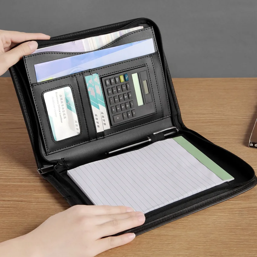Деловой портфель A5 папка для документов с блокнотом на молнии блокнот записей