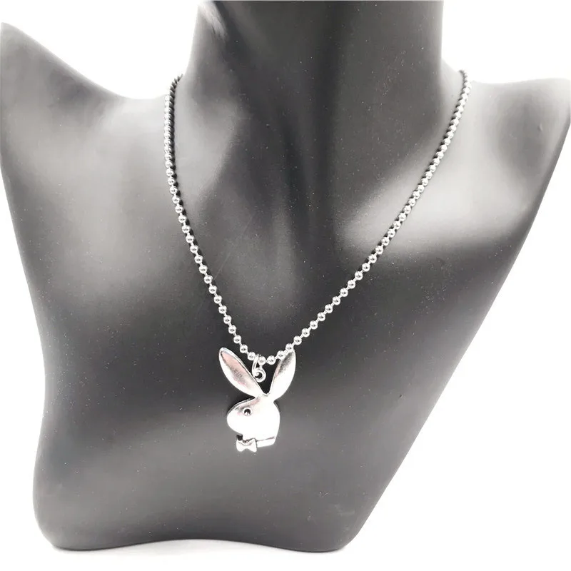 

Rabbit Head Stainless Steel Pendant Necklace Free Shipping Cool Girl's Disco Play Harajuku Couple Ornament Female HipHop Jewelry