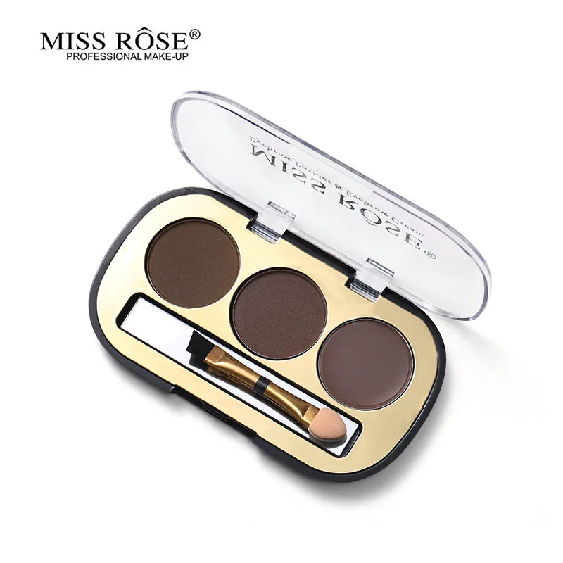Набор для увеличения бровей Miss Rose 3 цвета Палетка с кистью тату крем пудра макияж