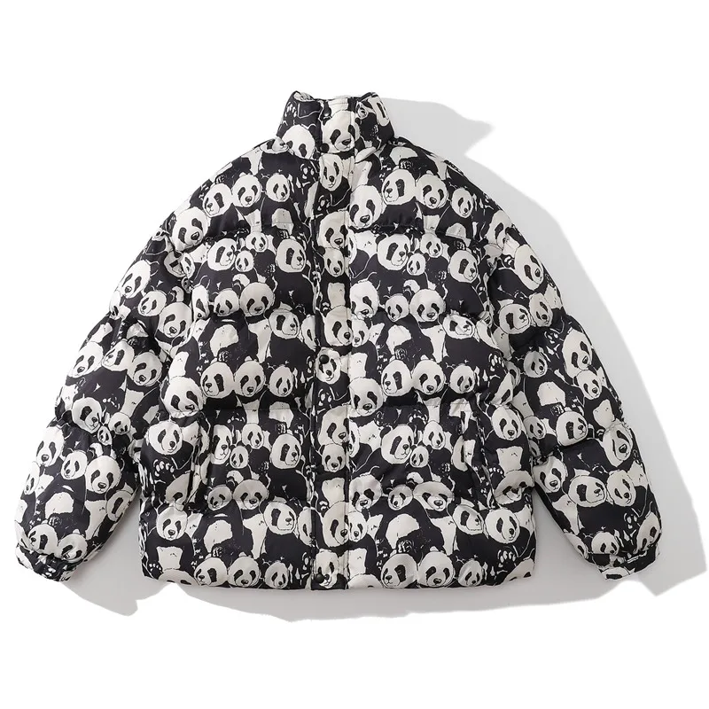 

Winter Jacket Men Thick Warm Outdoor Panda Full Printed Padded Puffer Warm Coat Oversized Harajuku Streetwear Parka Down Jacket