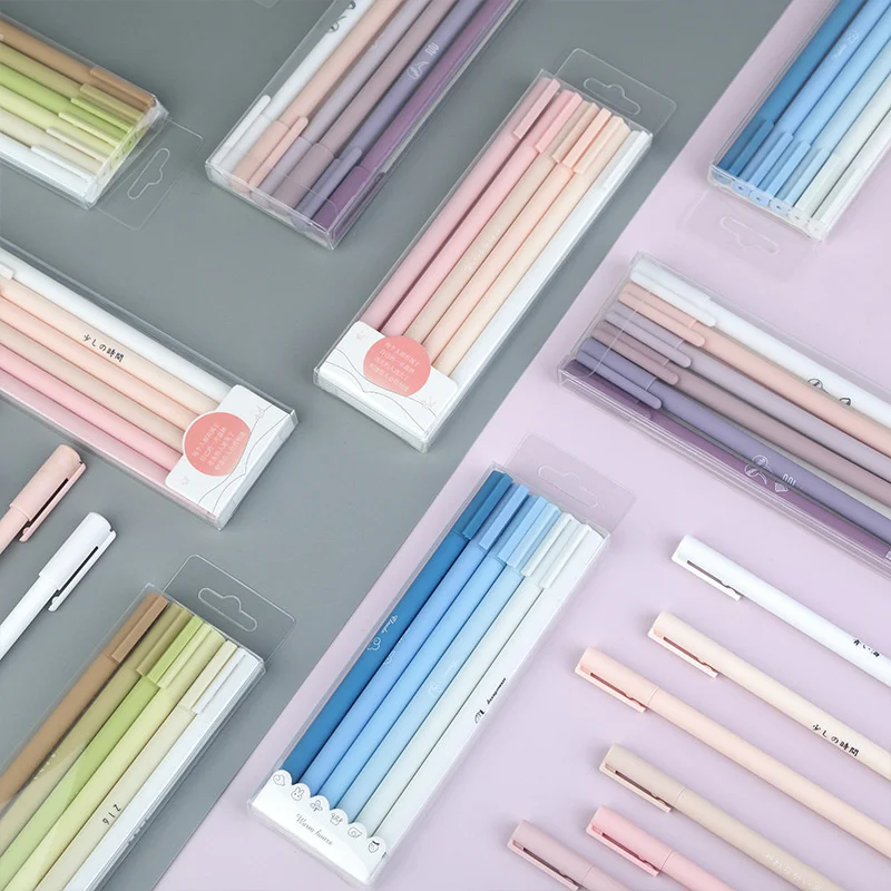 

6 Pcs/set Creative Cute Simple Gel Pen Kawaii Quick Drying Cap Neutral Pen Bullet Journal Supplies Gel Pen Set