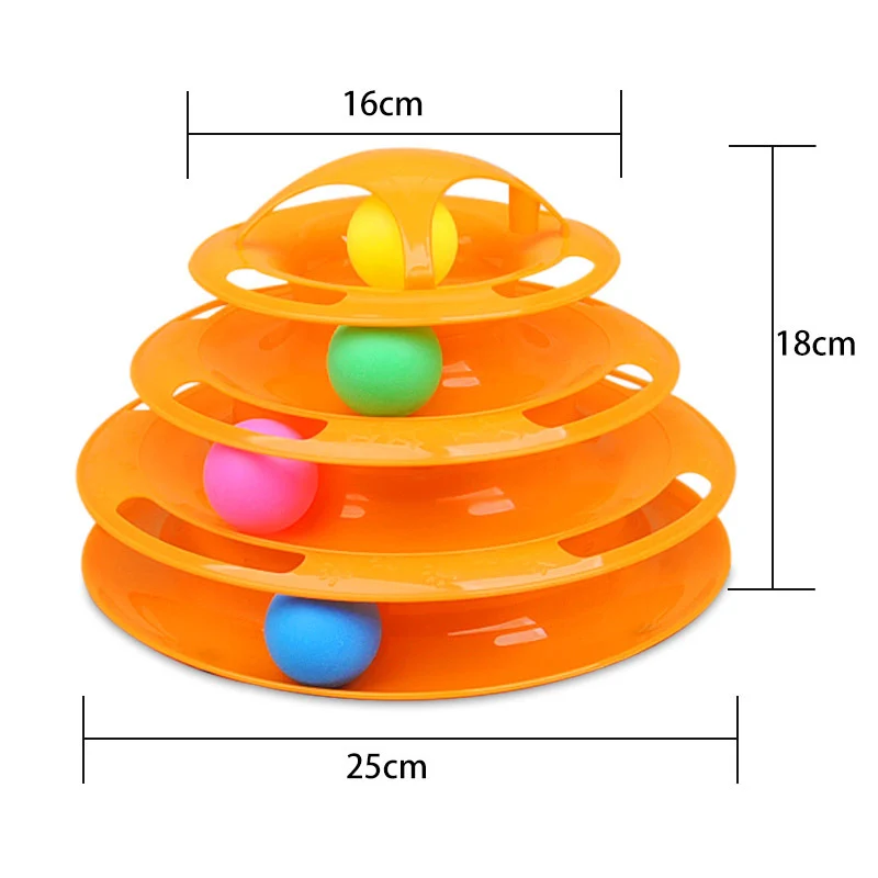 Funny Interactive Cat Toys 4-layer Turntable Toy Catching Ball Game 4-Level Tower Tracks | Дом и сад