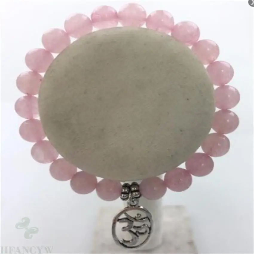 

8mm Rose Quartz Gemstone Mala Bracelet 7.5 inches Stretchy Gemstone Spirituality Sutra Buddhism Unisex Healing Lucky Bead Yoga