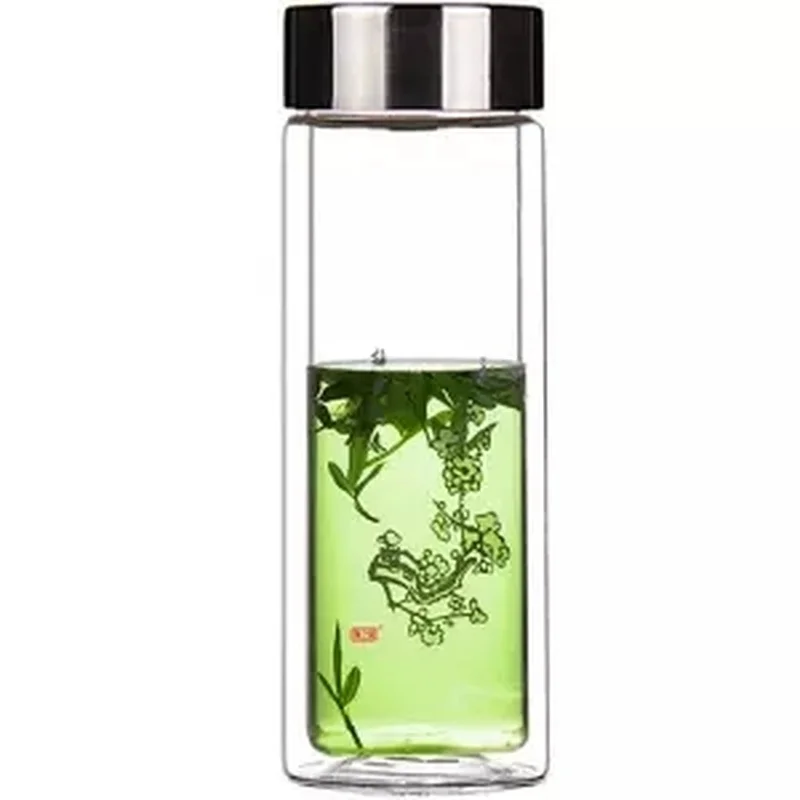 Двухслойная стеклянная чашка для воды мужчин и женщин стильный фильтр чая