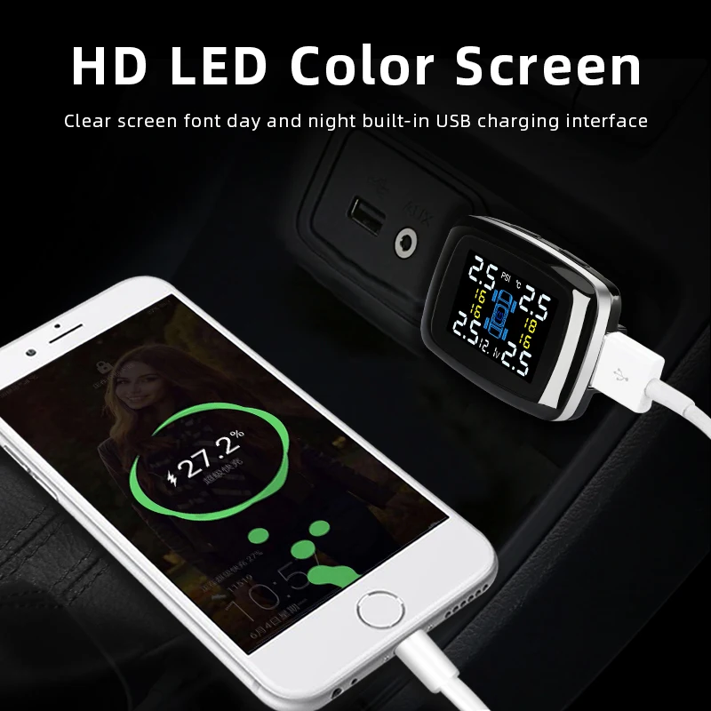 JMCQ TPMS Cigarette lighter Tire Pressure Alarm Monitor System Auto Security Warning Control Internal External sensors USB tpms |