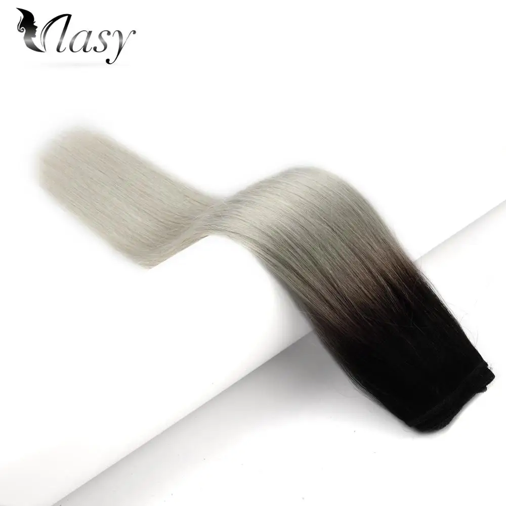 

Vlasy 16'' 18'' 20'' 22'' 24'' Machine Made Remy Hair Weft 100% Human Hair Weave Bundles T1B-Grey# 100g/pc