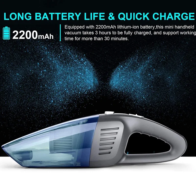 

Handheld Vacuum, Handheld Vacuum Cleaner Cordless 8Kpa Strong Suction Powered By Li-Ion Battery Rechargeable Quick
