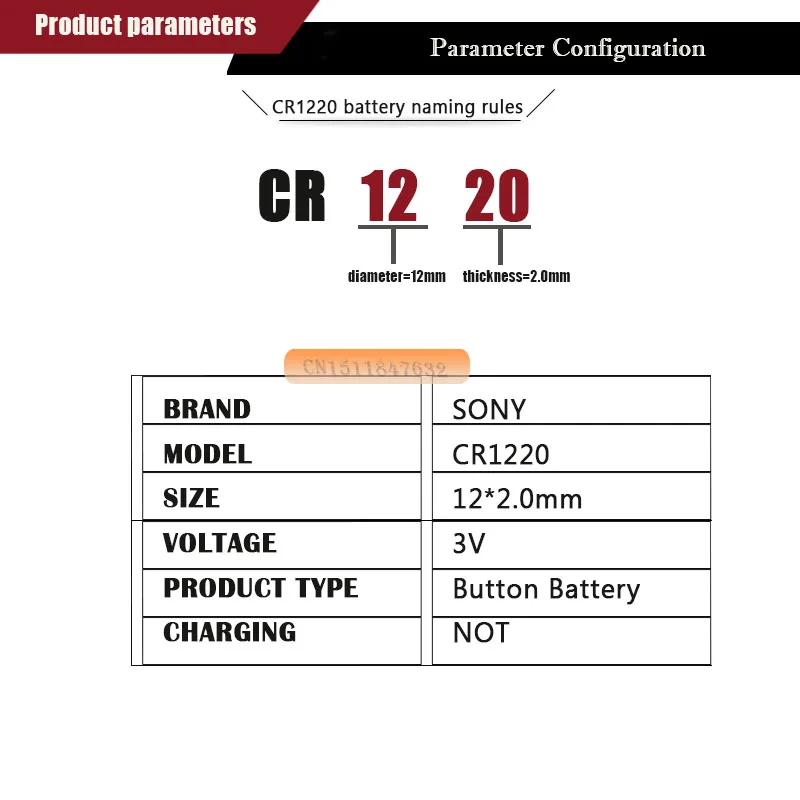 2 шт. Sony 100% оригинальный CR1220 кнопочный Аккумулятор для часов Автомобильный