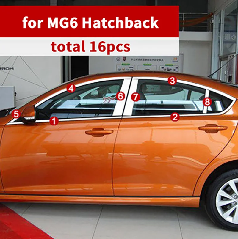 16PCS for MG MG6 Hatchback 2011-2016 2017-2018 MG3 Stainless steel Window trim decorative | Автомобили и мотоциклы