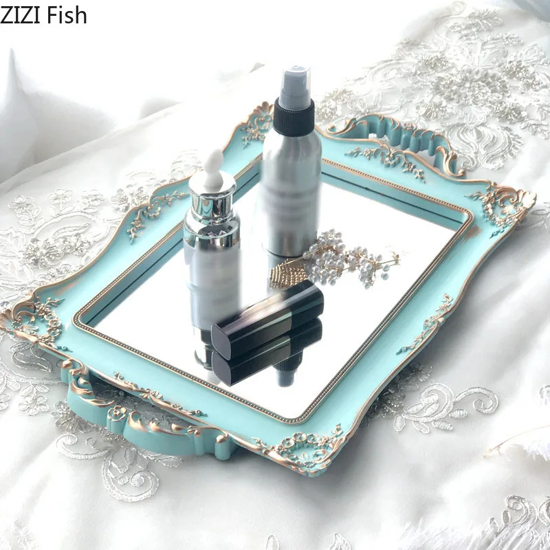 Скандинавский винтажный зеркальный пластиковый поднос для домашнего декора