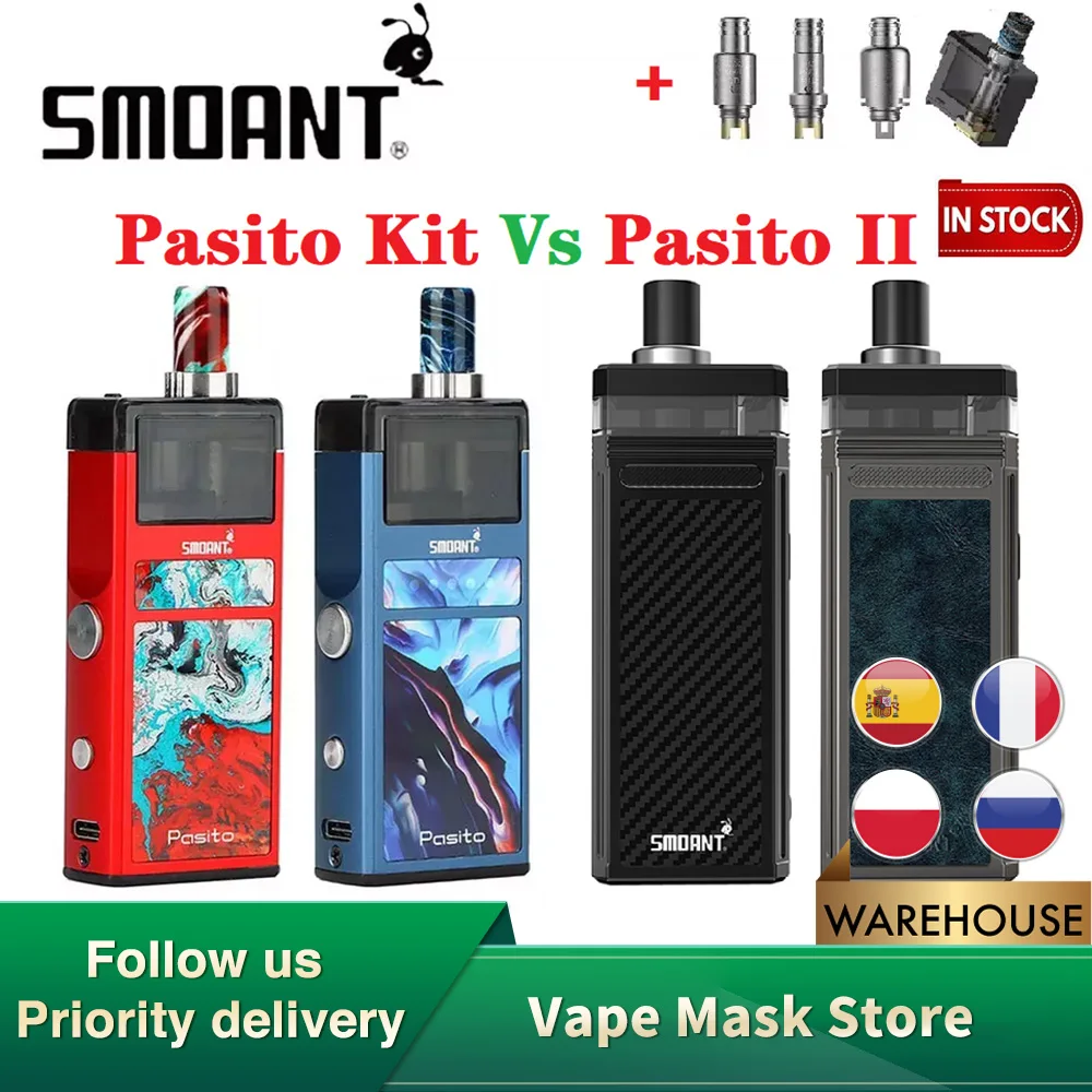 В наличии Smoant Pasito перестраиваемый набор капсул батарея 1100 мАч капсула 3 мл VS II 2500 и