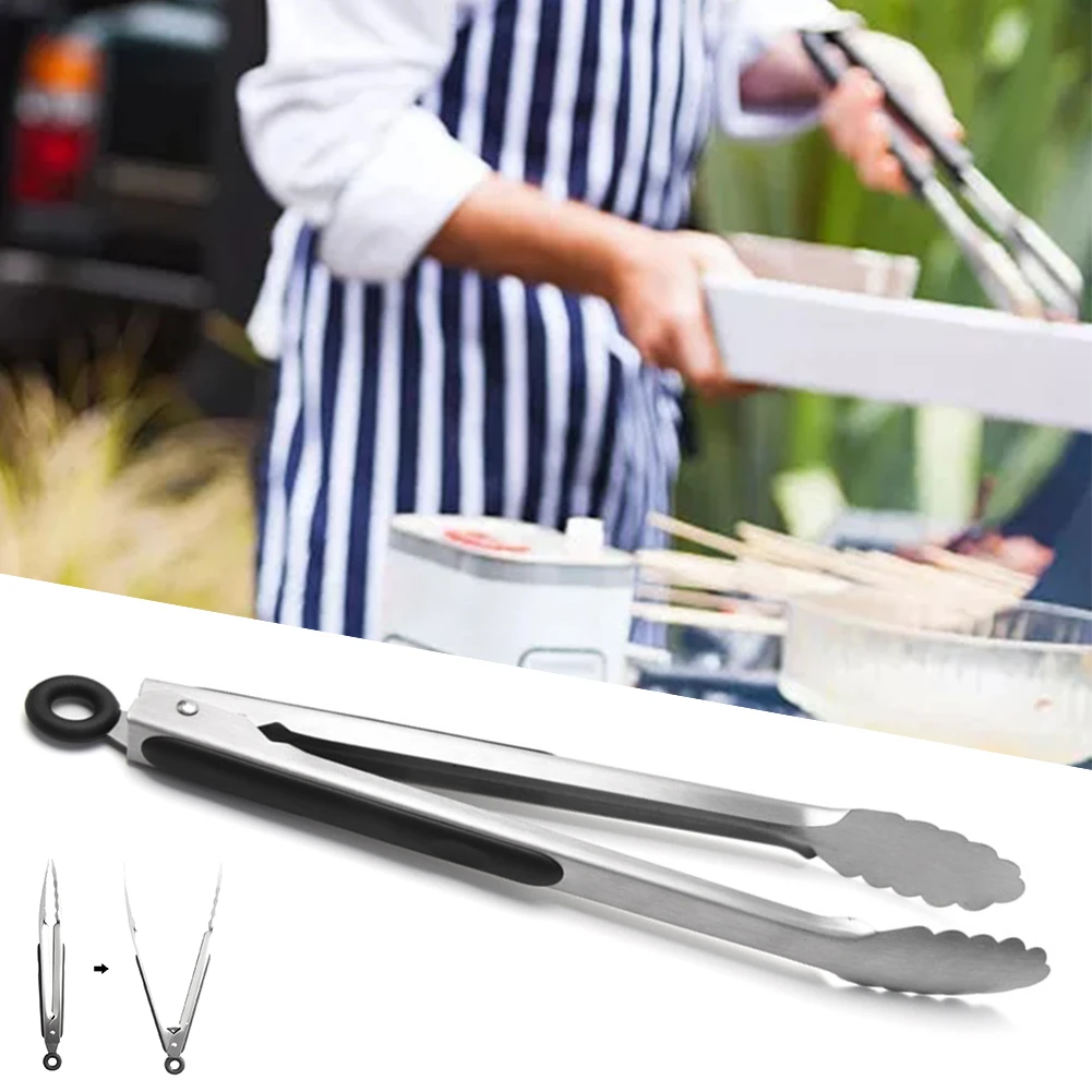 

BBQ Non Stick Grilling Home Kitchen Cooking Serving Clamp Extra Long Easy Clean Food Tong Restaurant Stainless Steel Anti Skid