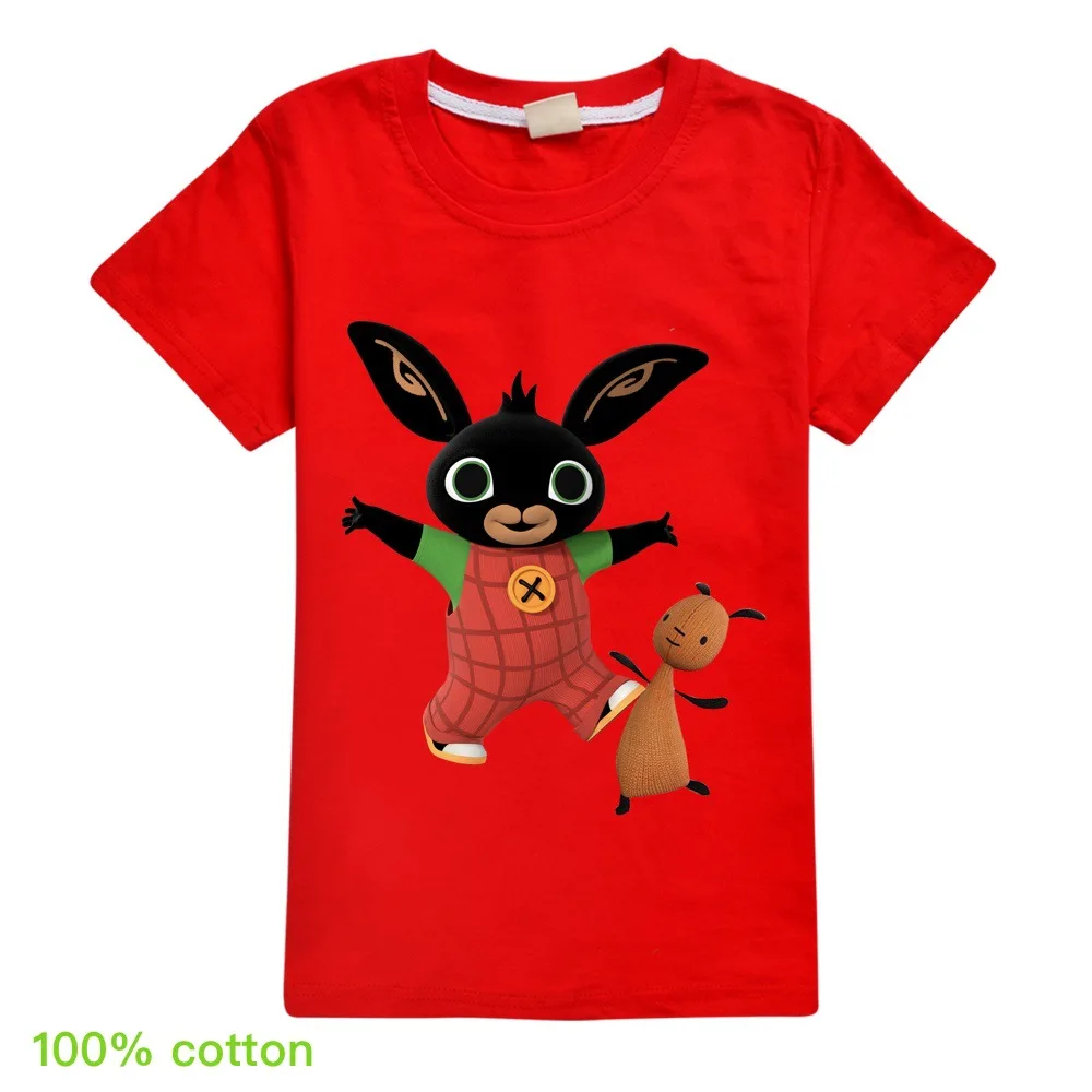 

New Children Cute Cartoon Rabbits Bing T-shirt Pullover Leisure Fashion Kids Girls Tops Christmas Gift 2021Summer Kids Clothes