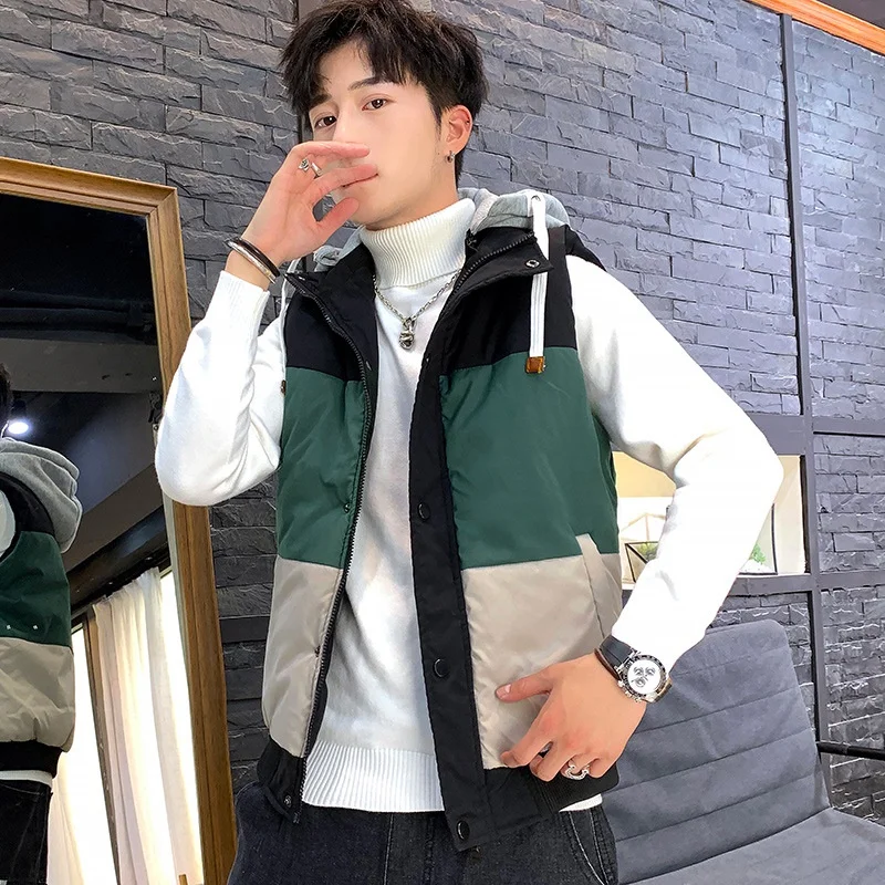 

Hooded Vest Coat Mens New Winter Warm Hip Hop Sleeveless Vest Jacket Men Fit Vest Plus Size Fashion Casual Waistcoat KK3144