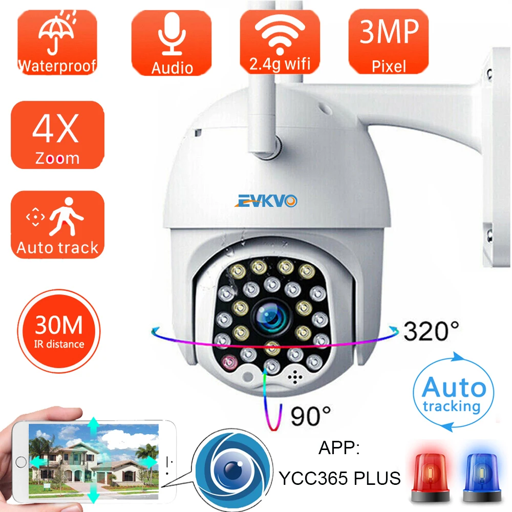 

3MP PTZ Wi-Fi Камера движения два голосовое оповещение обнаружения человека на открытом воздухе IP Камера Аудио ИК Ночное видение видео CCTV камера ...