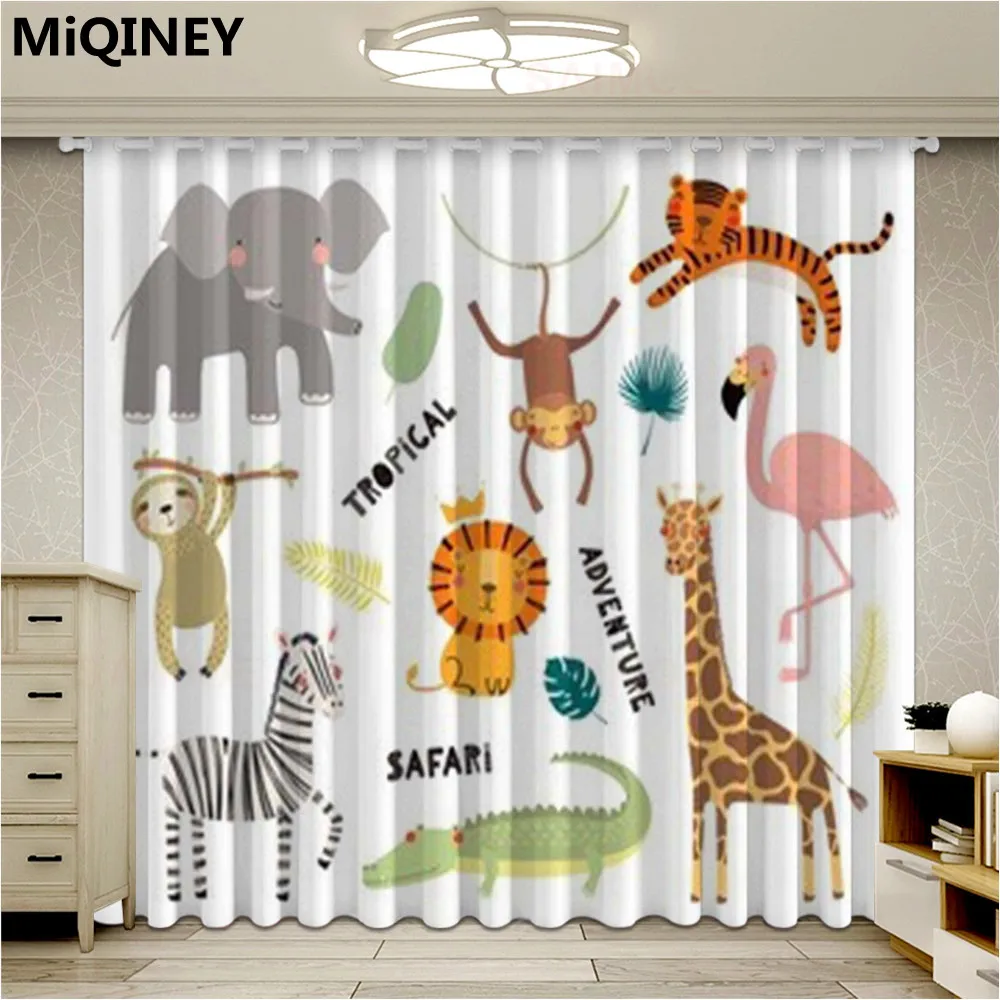 

New Cartoon Zebra Animal Printed Blackout Curtains For Children Room Cortina Ultra-thin Micro Shading Curtain For Kids Room