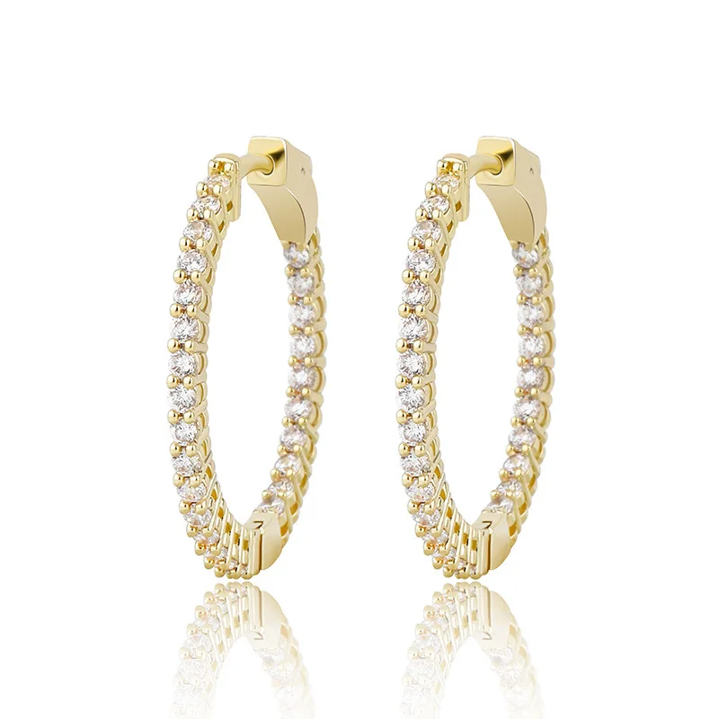 

Trendy Simple Round Stud Earring for Women Cubic Zirconal Earrings Punk Circle Hip-Hop Jewelry Girls Birthday Gifts
