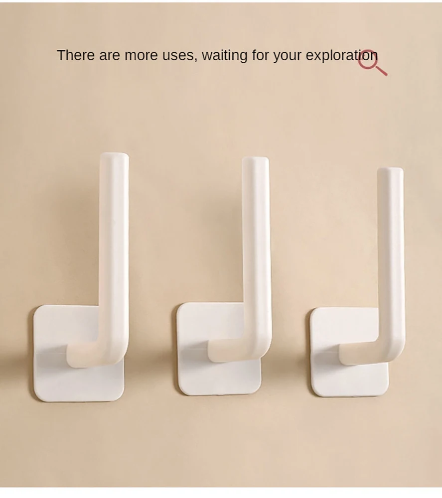 

L-Type Multifunctional Hooks Without Punching Wall-Mounted Paper Storage Rack Cling Bag Pot Lid Shelf