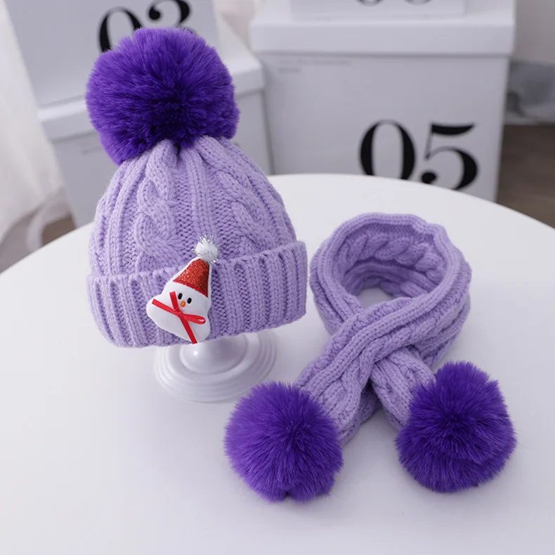 

2020 Kids Christmas Winter Hats With Gloves Set For Baby Girls Boys Warm Knitted Beanies Hat Bonnet