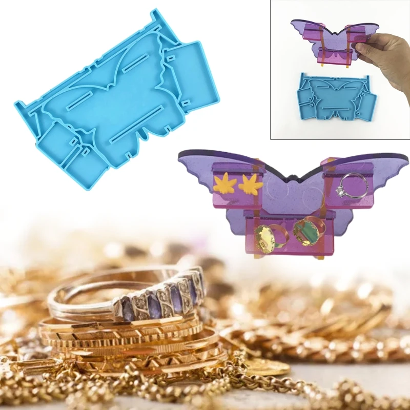 

Бабочка коробка для хранения ювелирных изделий держатель эпоксидная смола, форма Дисплей стеллаж для выставки товаров силиконовая форма «...