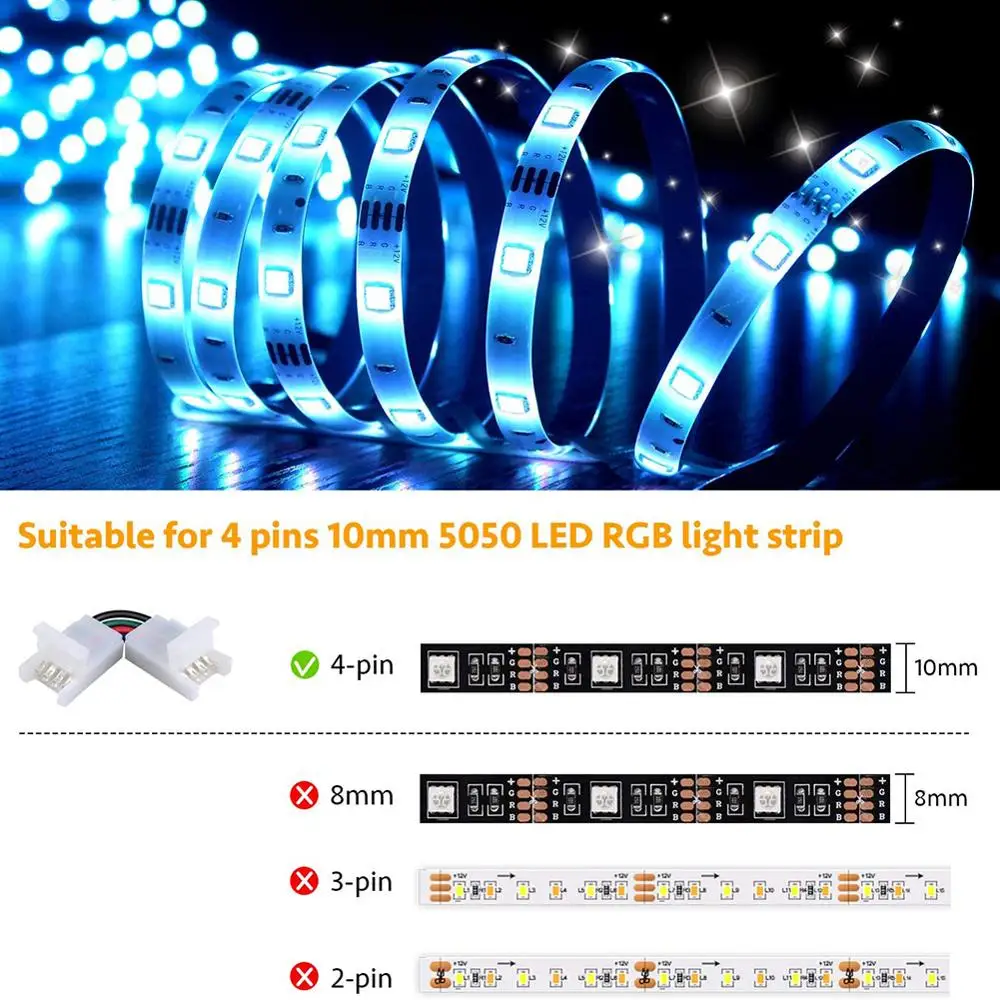 10pcs L-Shape Connector 4Pin 10mm Angle Adjustable for 3528/5050 SMD RGB LED Strip Lights | Обустройство дома