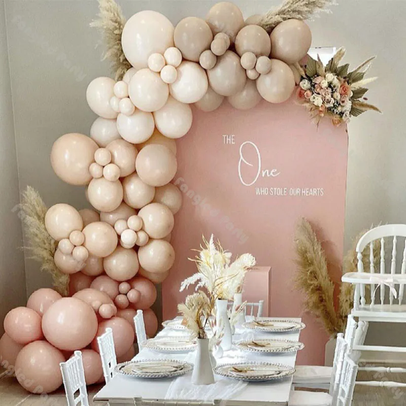 

115pcs Doubled Cream Peach Apricot Beige Balloon Arch Kit Baby Shower Gender Reveal Birthday Party Supplies Wedding Decoration