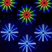 2021 new smart outdoor hanging firework light 12 branch 96leds starburst light with remote for wedding party patio garden decor