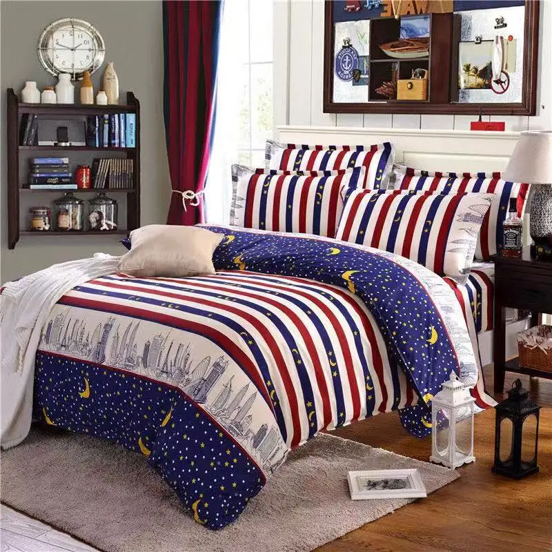 2021 Classic Bedding Set 3 Size Grey Blue Flower Bed Linen 3pcs/set Duvet Cover Pastoral Cotton Quilt With Pillowcase | Дом и сад