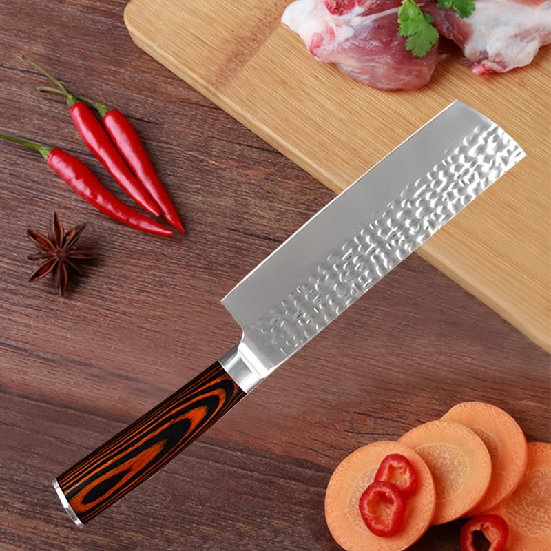 Кухонный нож из нержавеющей стали 7cr17 цветные ножи шеф повара с деревянной ручкой