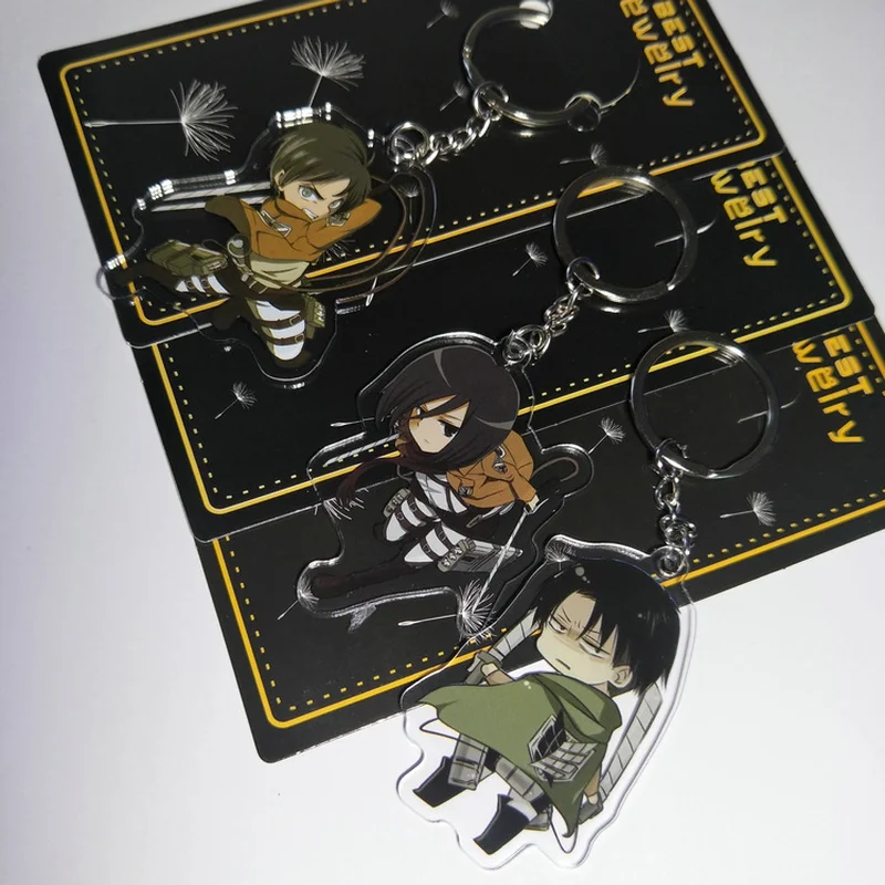 Аниме атака на Титанов акриловый брелок Eren Jager Rivaille Levi Ackerman забавные подвесные брелоки ювелирные аксессуары Llaveros игрушка