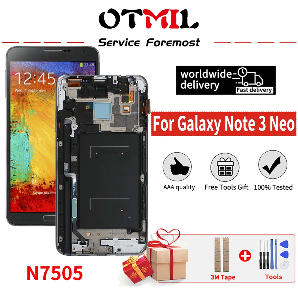 OTMIL 5 &quotAMOLED ЖК дисплей для Samsung Galaxy N7505 /Note3 Neo Mini Lite с рамкой изготовленной в технике
