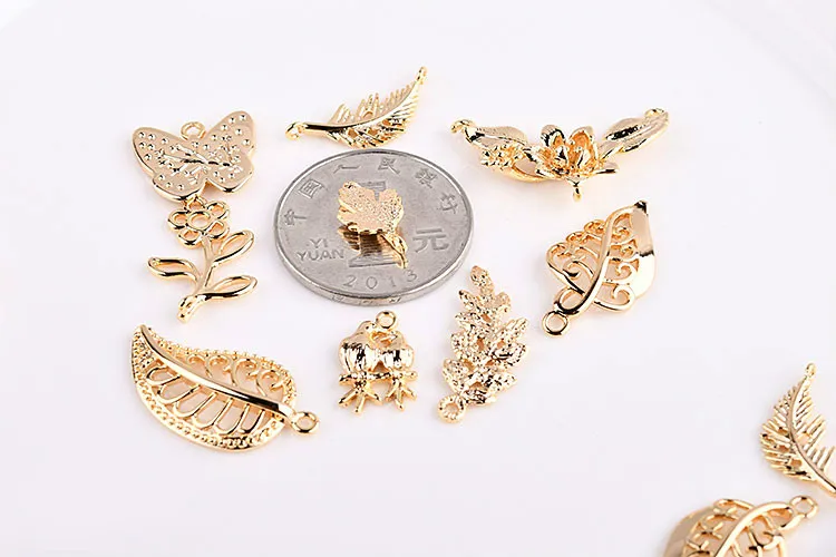 Медное покрытие из натурального золота нежные цветы ручной работы листья