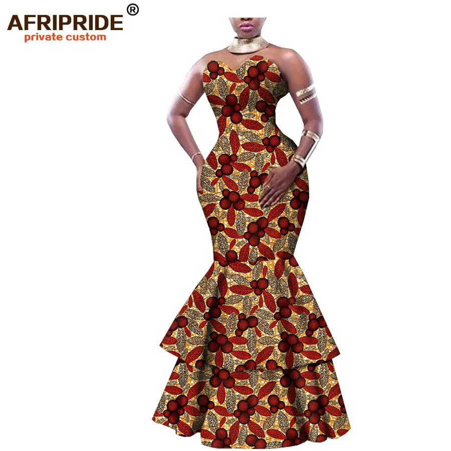Длинное платье с принтом в африканском стиле для женщин хлопковое формальное без