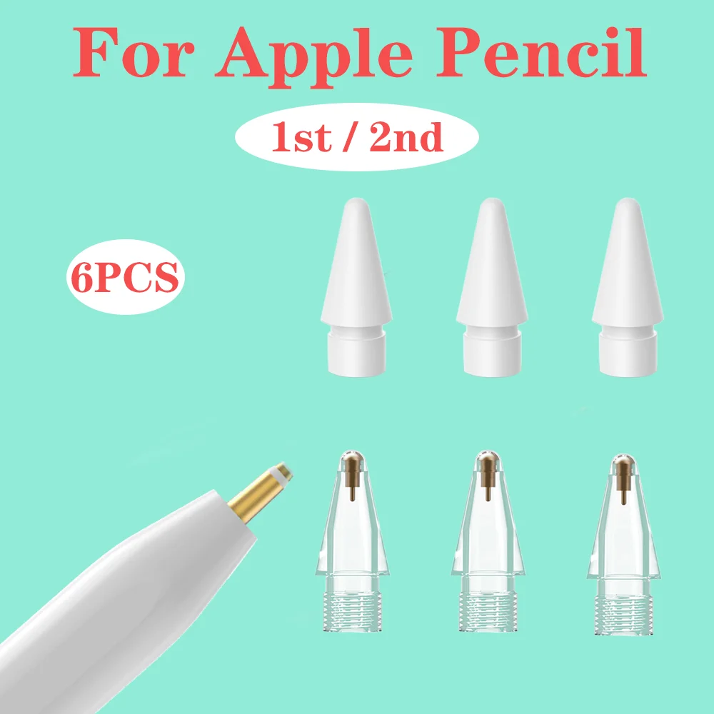 

6 Pack Pencil Tips for Apple Pencil Nib Replacement 1st /2nd Generation Double-Layered iPad Stylus Nib Enough For 4 Years of Use
