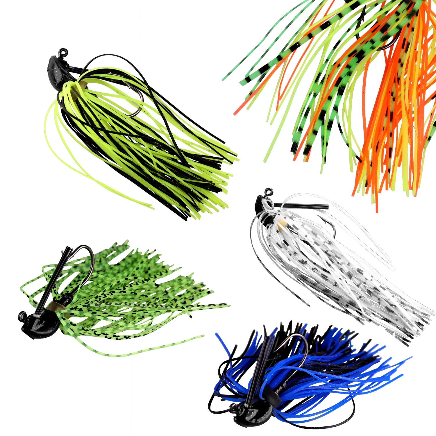 

5Pcs 7g /10g/14g Pesca Artificial Bait Mixed Colour Skirt Rubber Fishing Jigs Head Buzz Swim Bass Jig Fishing Lures