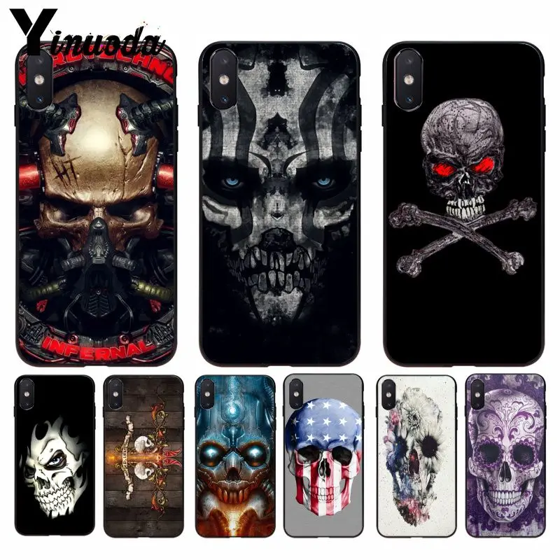 Yinuoda цветочный сахарный Satanic Череп чехол для телефона Apple iPhone 8 7 6 6S Plus X XS MAX 5 5S SE XR 11