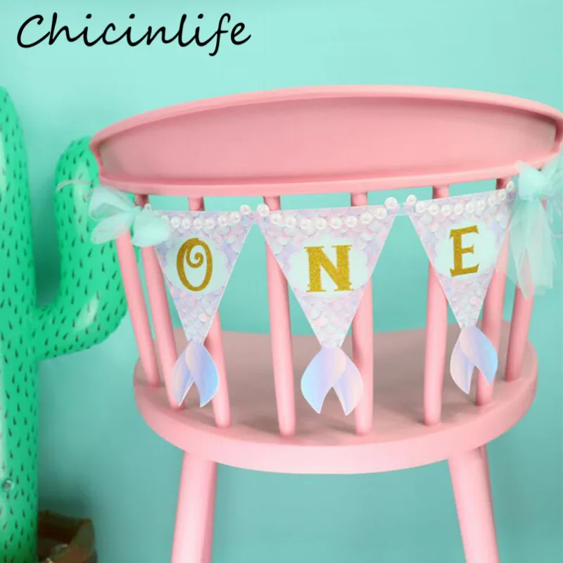 Chicinlife 1 комплект Русалка хвост один баннер с лентой День Рождения Вечеринка Baby