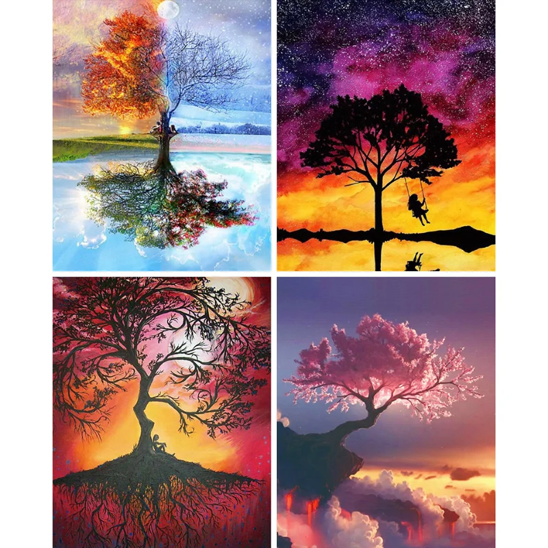 

5D Diy Diamond Painting Four Season Tree Cross Stitch Kits Full Drill Embroidery Mosaic Art Picture of Home Decor Painting Gift