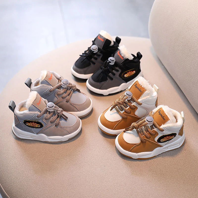 

Winter Baby Girl Shoes Toddler Sneakers Cute Cartoon Plush Warm First Walkers Soft Bottom Infant Kids Snow Boots Non-slip Casual