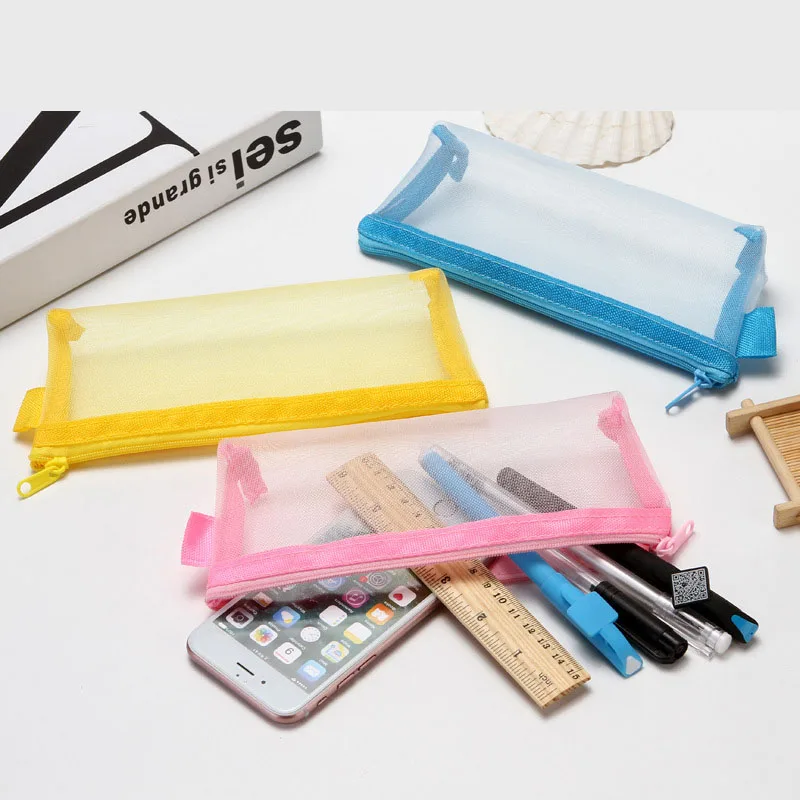 Студенческая сумка карандаш для осмотра Портативная Сумка прозрачная сетчатая