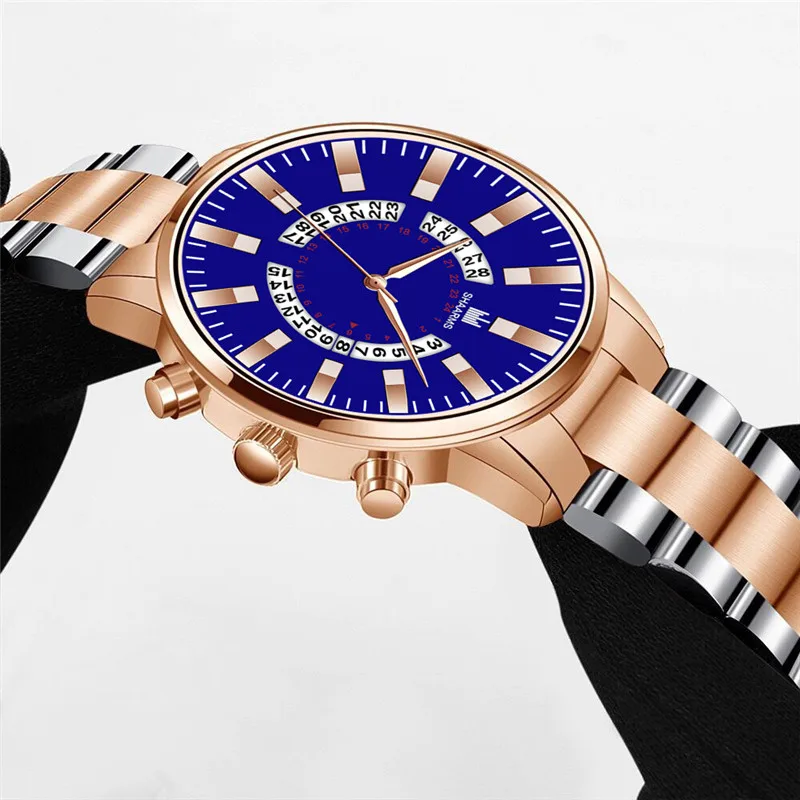 

Men luxury business Military Quartz watch golden stainless steel band men watches Date calendar male clock Relogio gift