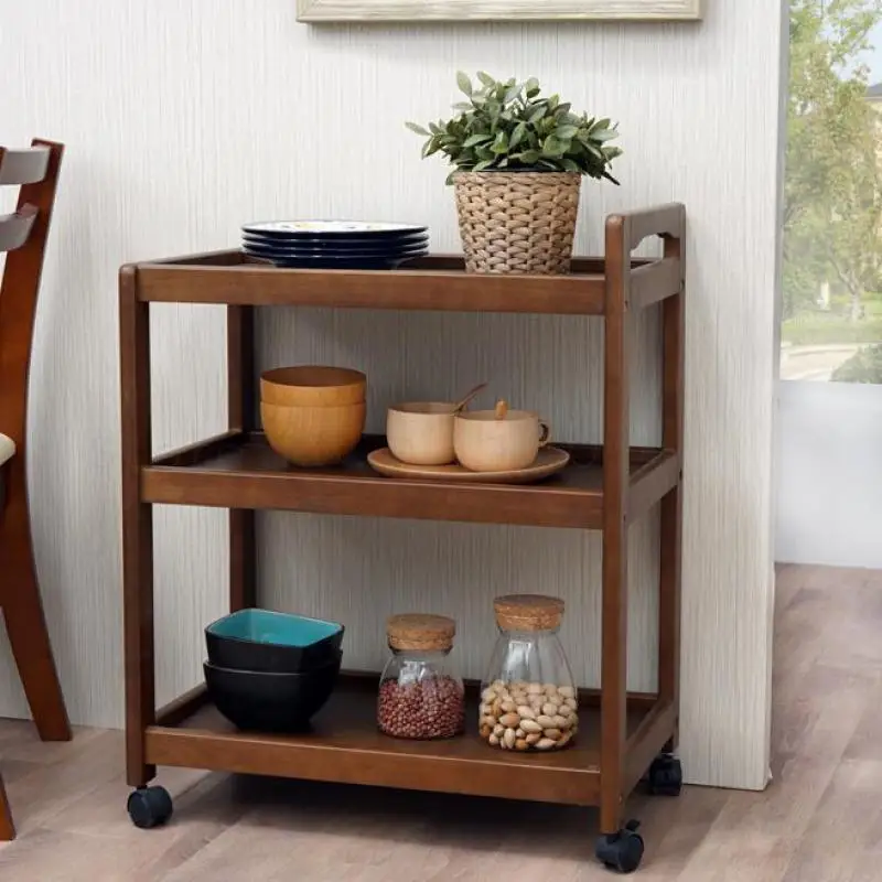 Подвижная тележка для обеденного автомобиля из твердой древесины