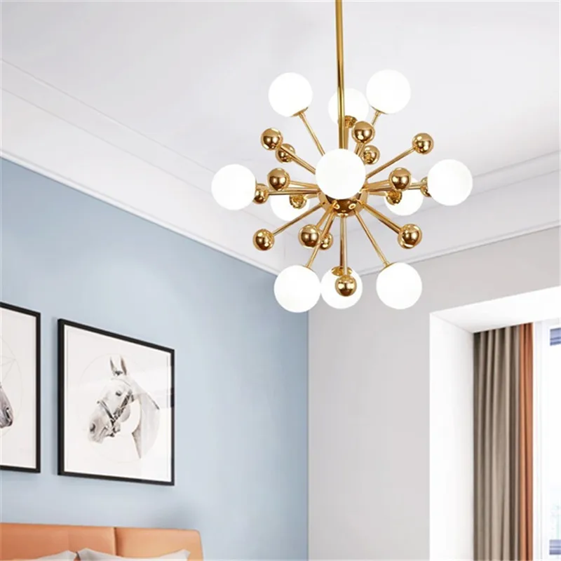 Люстра декоративная золотистая акриловая для кухни ресторана столовой|Люстры| |